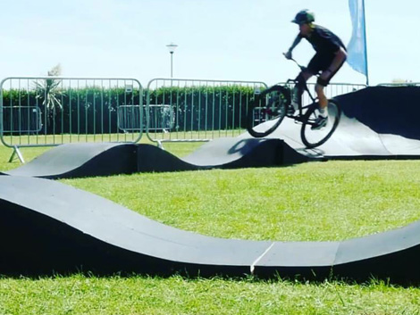 A road bike giving the pumptrack a go!